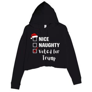 Nice Naughty Voted For Trump Funny Santa Claus Christmas Gift Crop Fleece Hoodie