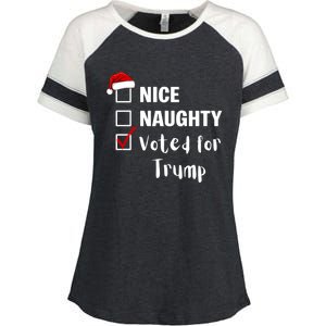 Nice Naughty Voted For Trump Funny Santa Claus Christmas Gift Enza Ladies Jersey Colorblock Tee