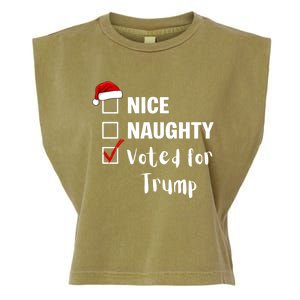 Nice Naughty Voted For Trump Funny Santa Claus Christmas Gift Garment-Dyed Women's Muscle Tee