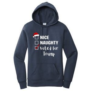 Nice Naughty Voted For Trump Funny Santa Claus Christmas Gift Women's Pullover Hoodie