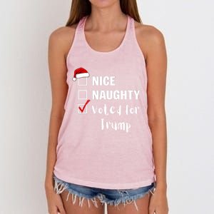 Nice Naughty Voted For Trump Funny Santa Claus Christmas Gift Women's Knotted Racerback Tank