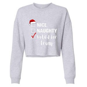 Nice Naughty Voted For Trump Funny Santa Claus Christmas Gift Cropped Pullover Crew