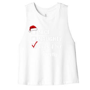 Nice Naughty Voted For Trump Funny Santa Claus Christmas Gift Women's Racerback Cropped Tank