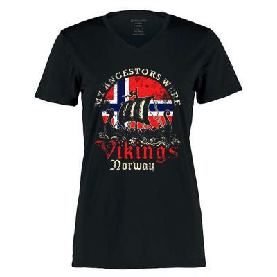 Norwegian Norway Viking Ship Flag Women's Momentum V-Neck T-Shirt