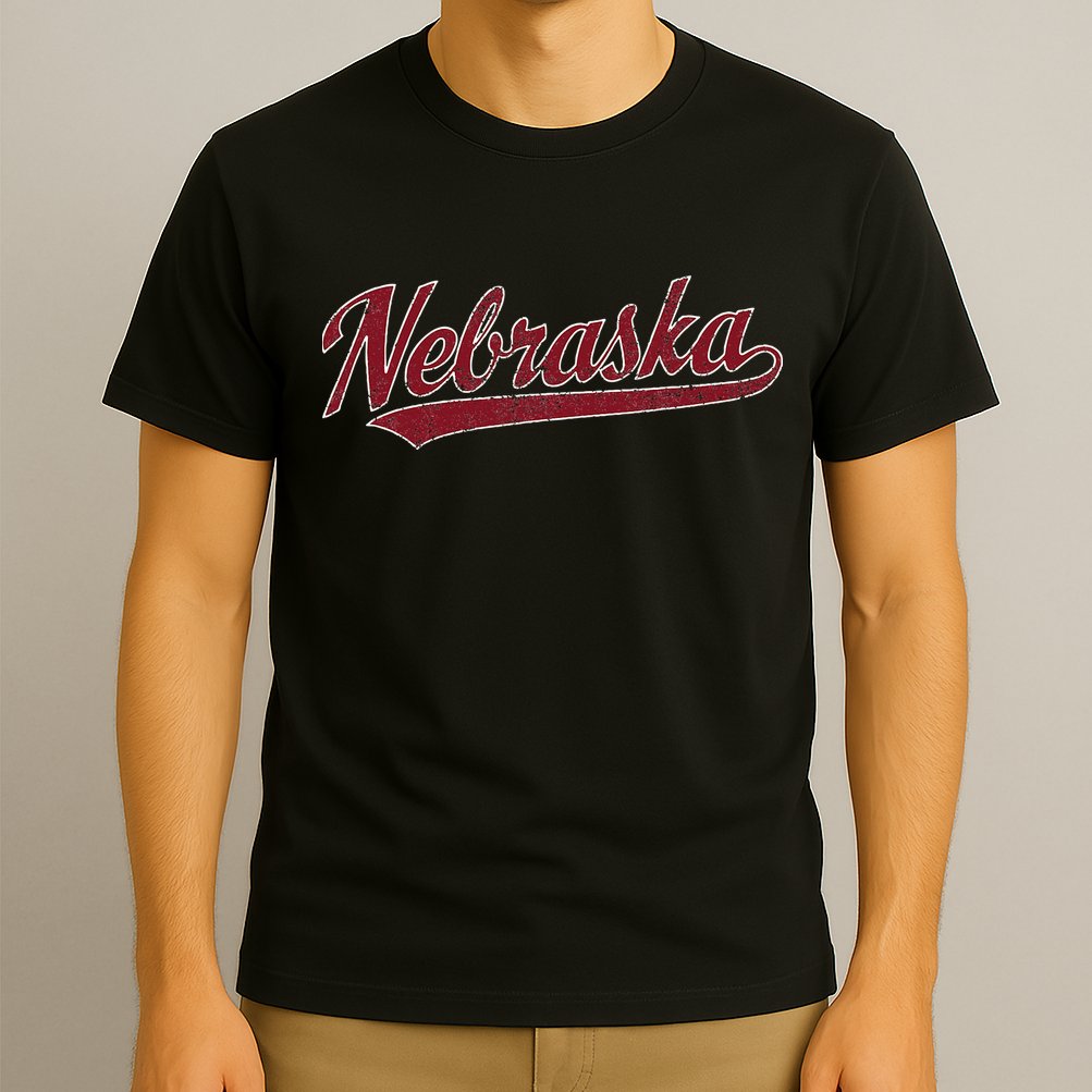 Nebraska NE Vintage Sports Design Retro Script T-Shirt