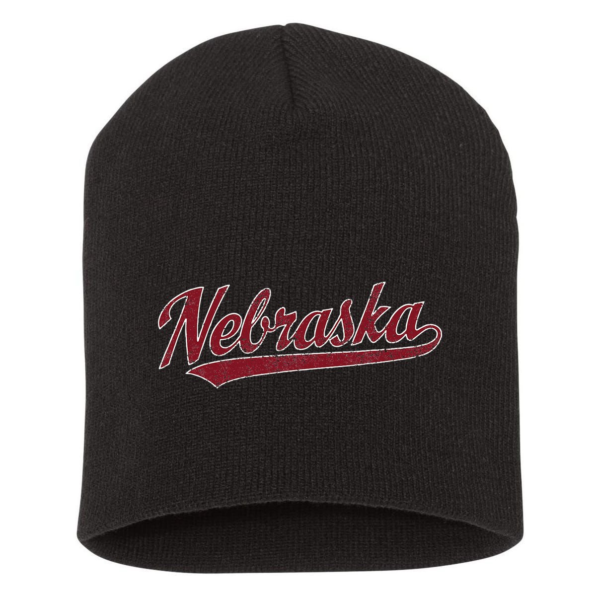 Nebraska NE Vintage Sports Design Retro Script Short Acrylic Beanie