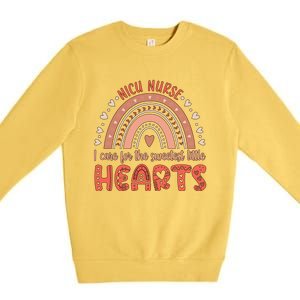 Nicu Nurse Valentine Rainbow Nicu Nursing Valentines Day Gift Premium Crewneck Sweatshirt