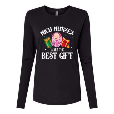 Nicu Nurse Wrap The Best Christmas Funny Gift Womens Cotton Relaxed Long Sleeve T-Shirt