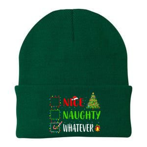 Nice Naughty Whatever Christmas List Holiday Xmas 2024 Knit Cap Winter Beanie