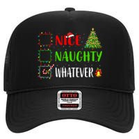 Nice Naughty Whatever Christmas List Holiday Xmas 2024 High Crown Mesh Back Trucker Hat