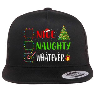 Nice Naughty Whatever Christmas List Holiday Xmas 2024 Flat Bill Trucker Hat