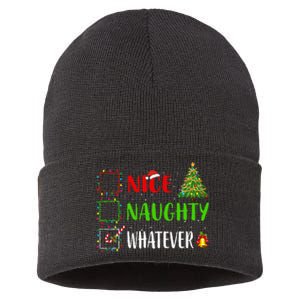 Nice Naughty Whatever Christmas List Holiday Xmas 2024 Sustainable Knit Beanie