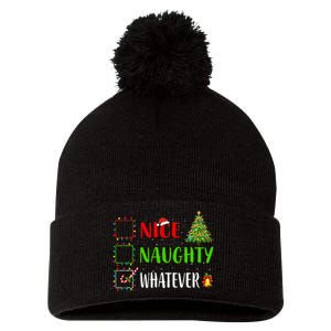 Nice Naughty Whatever Christmas List Holiday Xmas 2024 Pom Pom 12in Knit Beanie