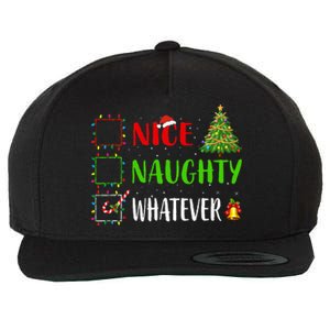 Nice Naughty Whatever Christmas List Holiday Xmas 2024 Wool Snapback Cap