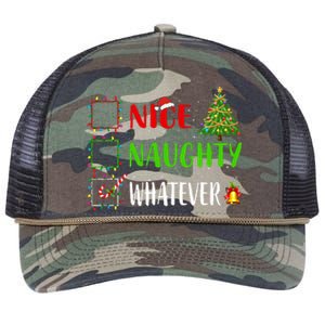 Nice Naughty Whatever Christmas List Holiday Xmas 2024 Retro Rope Trucker Hat Cap