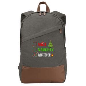 Nice Naughty Whatever Christmas List Holiday Xmas 2024 Cotton Canvas Backpack