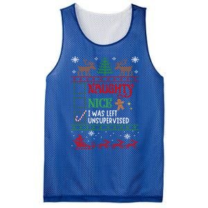 Nice Naughty Was Left Unsupervised Funny Christmas Funny Gift Mesh Reversible Basketball Jersey Tank