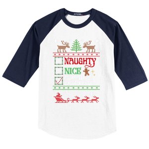 Nice Naughty Was Left Unsupervised Funny Christmas Funny Gift Baseball Sleeve Shirt