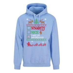 Nice Naughty Was Left Unsupervised Funny Christmas Funny Gift Unisex Surf Hoodie