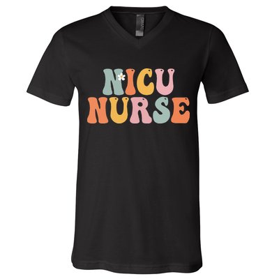 Nicu Nurse Week Groovy Appreciation Day For Women For Work V-Neck T-Shirt