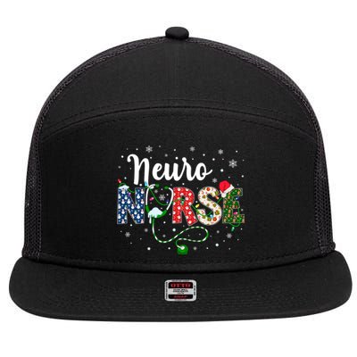 Neuro Nurse Xmas Santa Hat Funny Nursing Christmas Pattern Cool Gift 7 Panel Mesh Trucker Snapback Hat