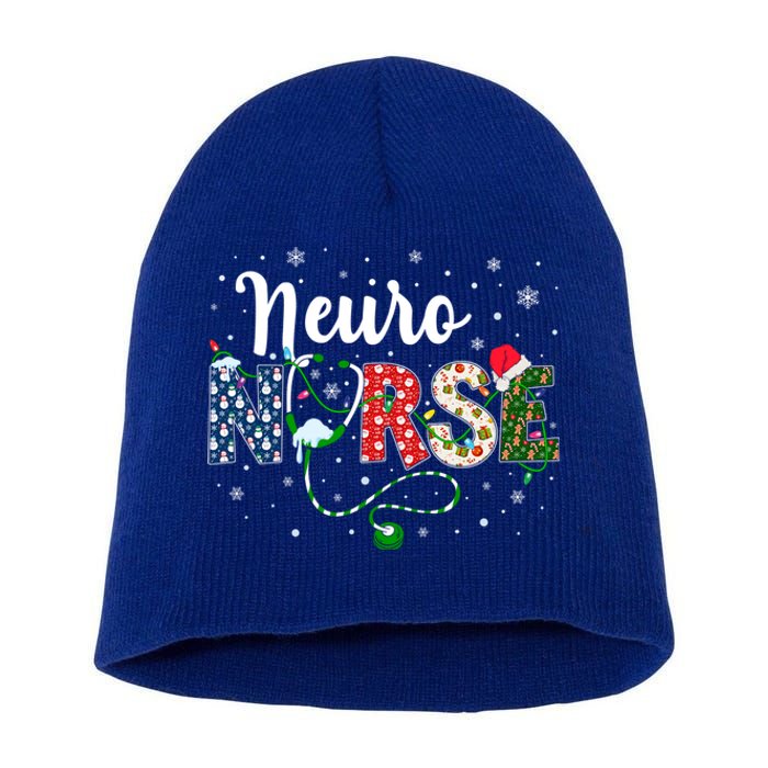 Neuro Nurse Xmas Santa Hat Funny Nursing Christmas Pattern Cool Gift Short Acrylic Beanie