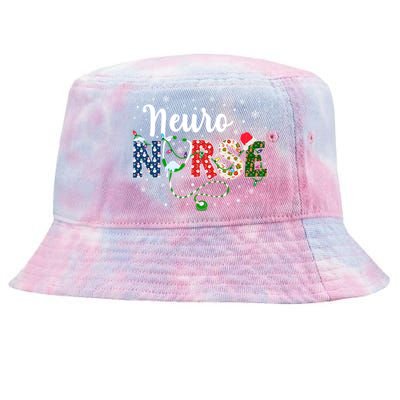 Neuro Nurse Xmas Santa Hat Funny Nursing Christmas Pattern Cool Gift Tie-Dyed Bucket Hat