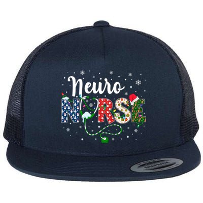 Neuro Nurse Xmas Santa Hat Funny Nursing Christmas Pattern Cool Gift Flat Bill Trucker Hat