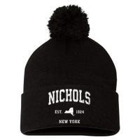 Nichols New York Ny Vintage Athletic Pom Pom 12in Knit Beanie