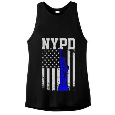NYPD New York Police Department Statue Of Liberty Distressed Ladies PosiCharge Tri-Blend Wicking Tank