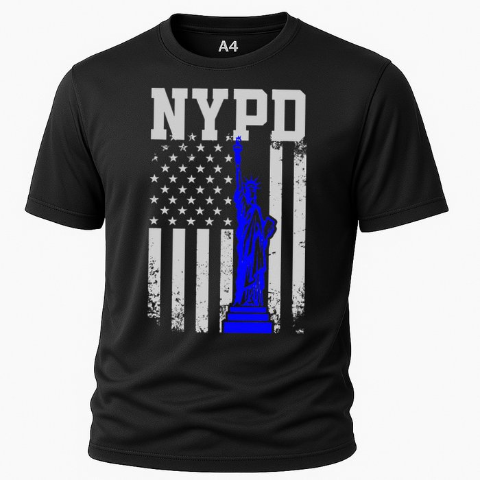 NYPD New York Police Department Statue Of Liberty Distressed Cooling Performance Crew T-Shirt