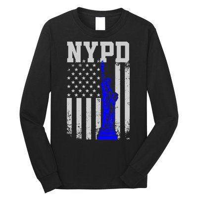 NYPD New York Police Department Statue Of Liberty Distressed Long Sleeve Shirt