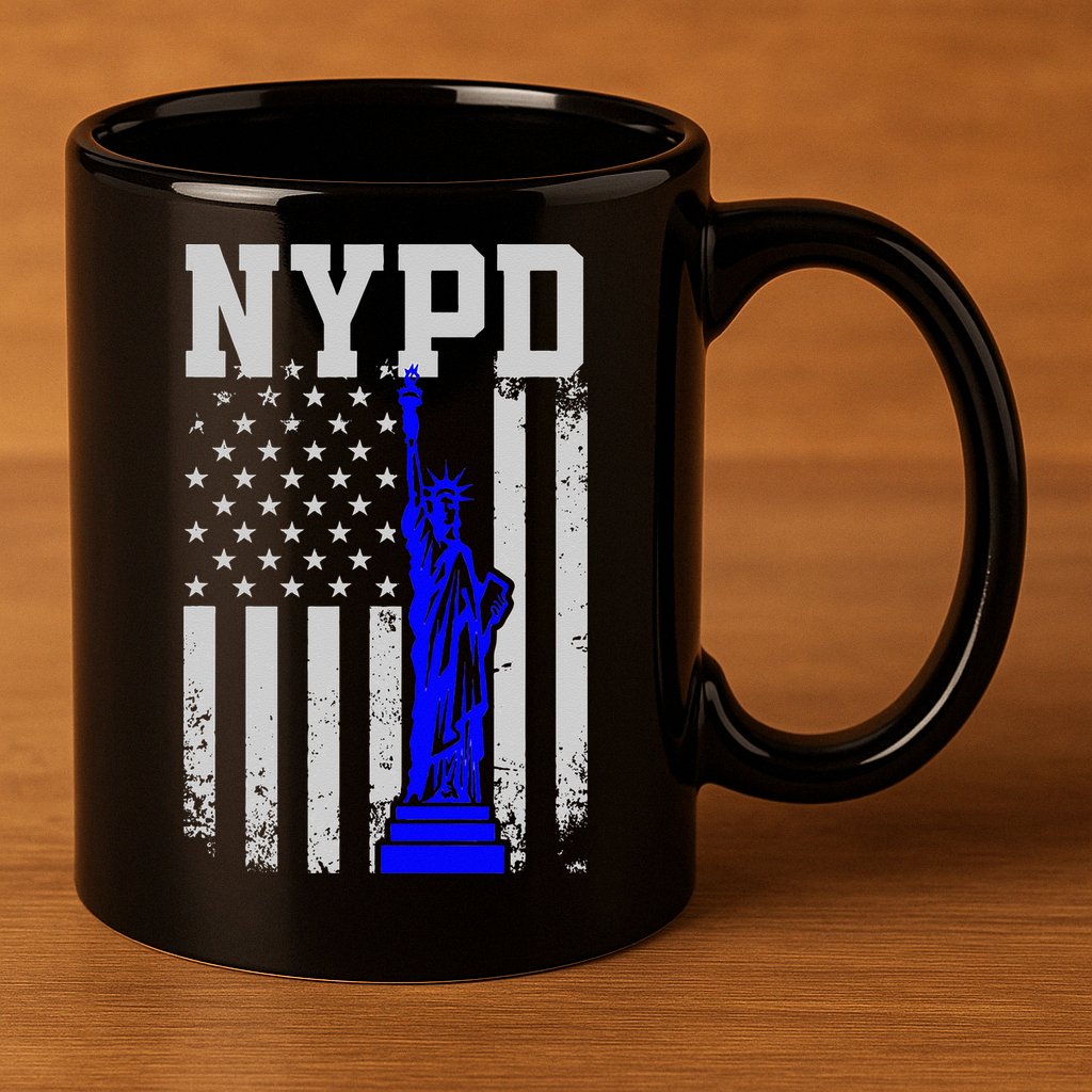 NYPD New York Police Department Statue Of Liberty Distressed 11oz C Handle Ceramic Mug