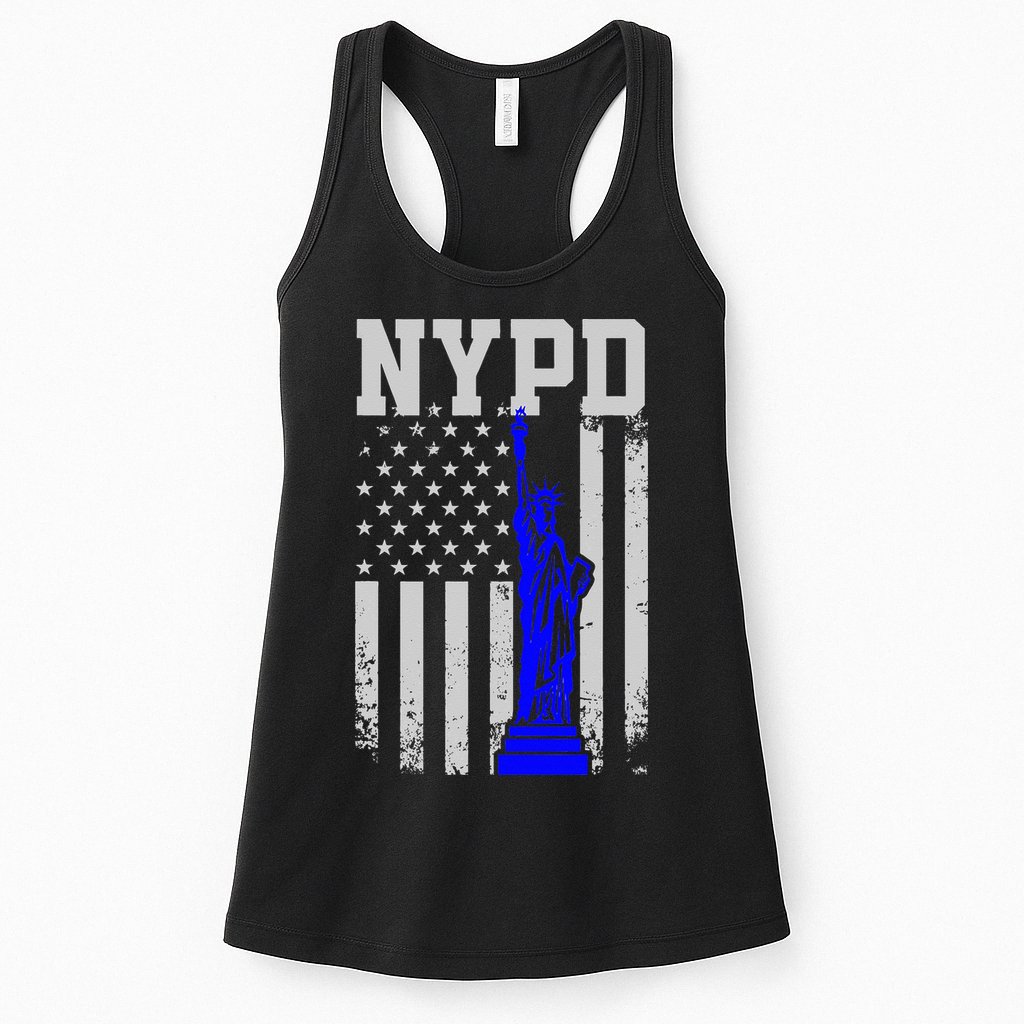 NYPD New York Police Department Statue Of Liberty Distressed Womens Tank Top