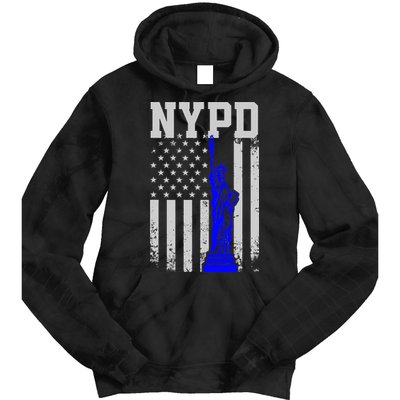 NYPD New York Police Department Statue Of Liberty Distressed Tie Dye Hoodie