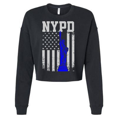 NYPD New York Police Department Statue Of Liberty Distressed Cropped Pullover Crew