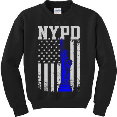 NYPD New York Police Department Statue Of Liberty Distressed Kids Sweatshirt
