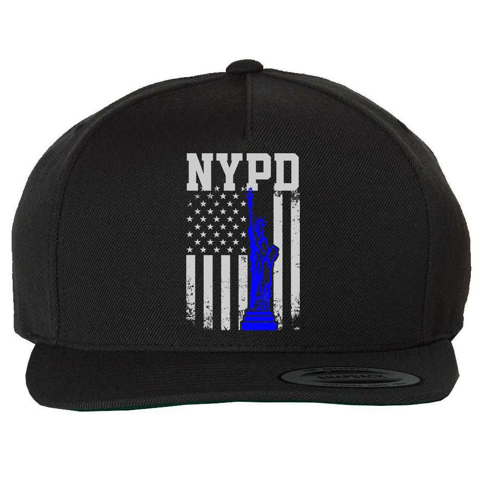 NYPD New York Police Department Statue Of Liberty Distressed Wool Snapback Cap