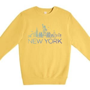 Nyc New York City Skylines Statue Of Liberty Birds Cute Gift Premium Crewneck Sweatshirt