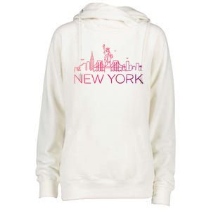 Nyc New York City Skylines Statue Of Liberty Birds Cute Gift Womens Funnel Neck Pullover Hood