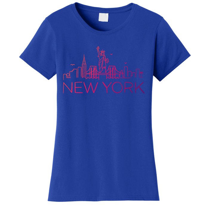 Nyc New York City Skylines Statue Of Liberty Birds Cute Gift Women's T-Shirt