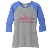 Nyc New York City Skylines Statue Of Liberty Birds Cute Gift Women's Tri-Blend 3/4-Sleeve Raglan Shirt