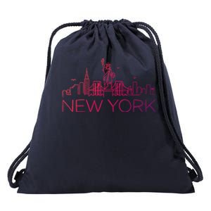 Nyc New York City Skylines Statue Of Liberty Birds Cute Gift Drawstring Bag