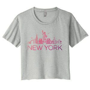 Nyc New York City Skylines Statue Of Liberty Birds Cute Gift Women's Crop Top Tee