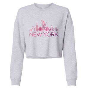 Nyc New York City Skylines Statue Of Liberty Birds Cute Gift Cropped Pullover Crew