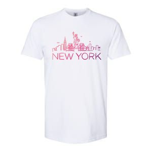 Nyc New York City Skylines Statue Of Liberty Birds Cute Gift Softstyle CVC T-Shirt