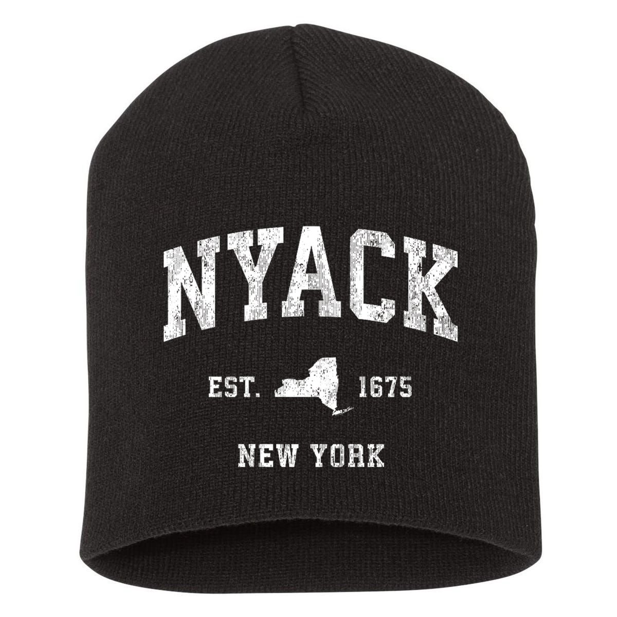 Nyack New York Ny Vintage Athletic Sports Short Acrylic Beanie
