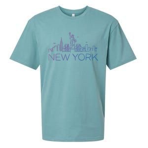 Nyc New York City Skylines Statue Of Liberty Birds Cute Gift Sueded Cloud Jersey T-Shirt