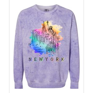 Nyc New York City Skylines Statue Of Liberty Gift Colorblast Crewneck Sweatshirt