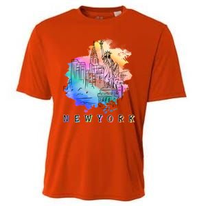 Nyc New York City Skylines Statue Of Liberty Gift Cooling Performance Crew T-Shirt